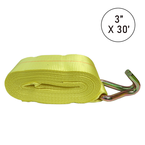 Boxer 3" Winch Strap with Twin J Wire Hook - USA Assembled