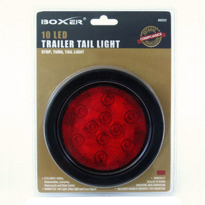 10 LED 4 Inch Trailer Tail Light in Red - Boxer Tools