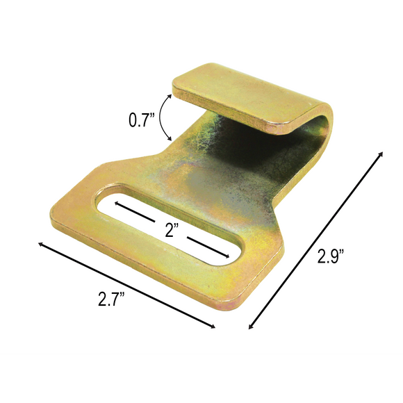 1"Flat Retaining Hook with Slotted Mount | Yellow Zinc-Dichromate Flat-Mount Anchor