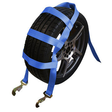 Buy blue Boxer RoadGuard Pro 2" x 10' Wheel Basket Straps with Ratchet Extension and Twist Snap Hooks