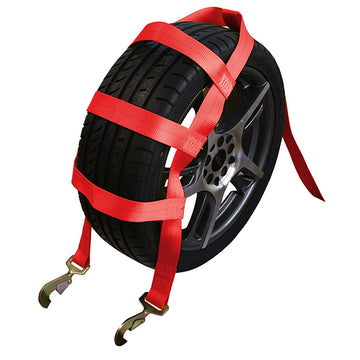 Buy red Boxer RoadGuard Pro 2" x 10' Wheel Basket Straps with Ratchet Extension and Twist Snap Hooks