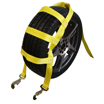 Boxer RoadGuard Pro 2" x 10' Wheel Basket Straps with Ratchet Extension and Twist Snap Hooks
